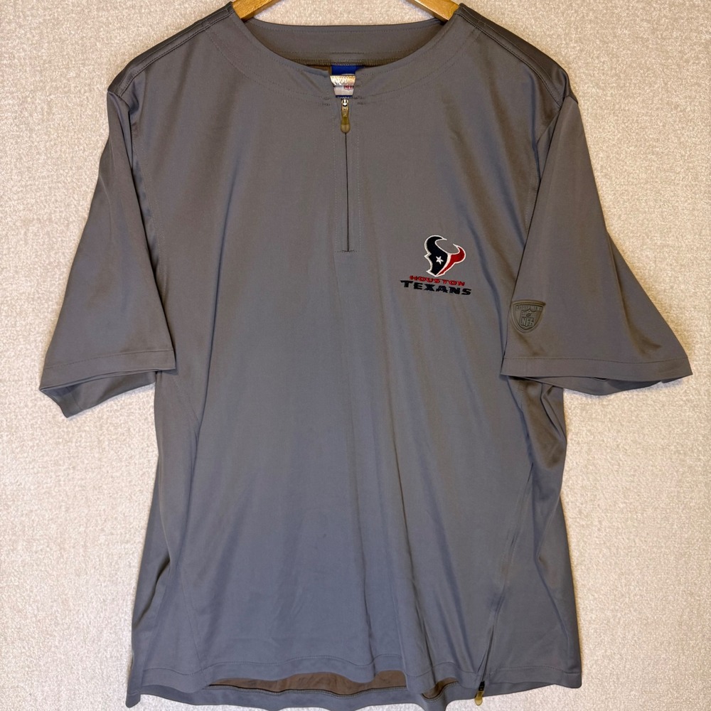 Reebok NFL Equipment Houston Texans 1/4 Zip Pullover Shirt Men's Medium Gray